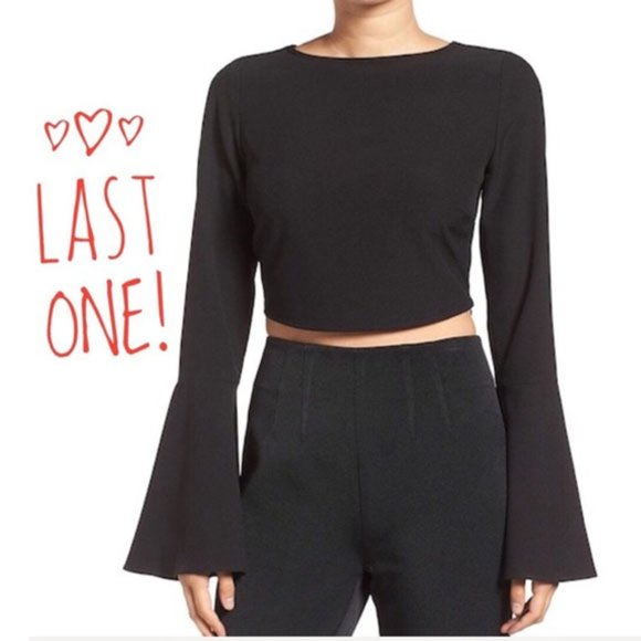 Kendall & Kylie Tops - Kendall & Kylie Black Bell Sleeve Crop Tank Top S